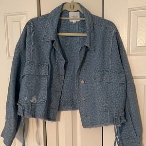 Le Lis Light Blue Cropped Jean Jacket